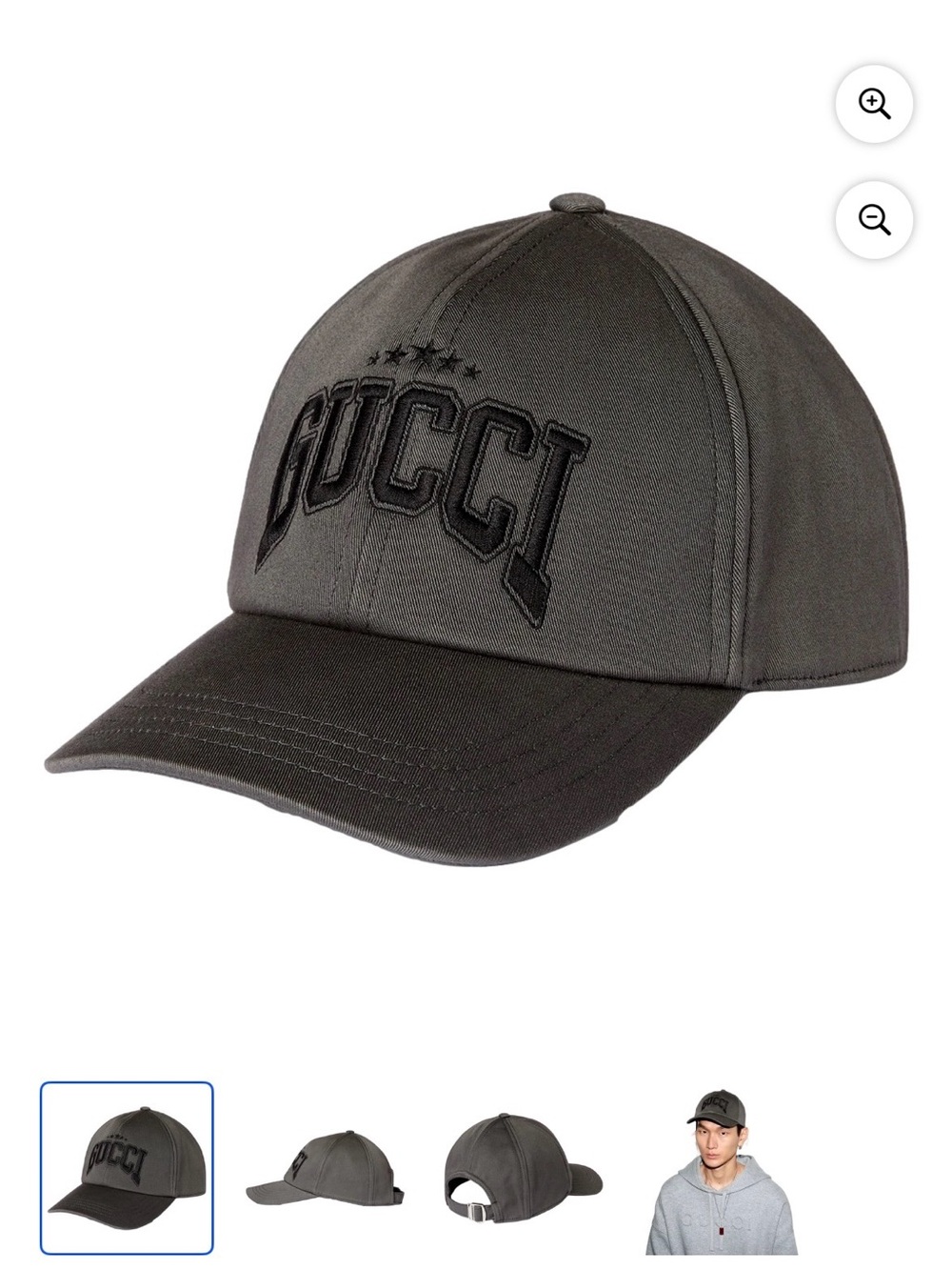 Gucci Dark Gray/Black Embroidered Logo Baseball Cap BNWT Size. Medium
